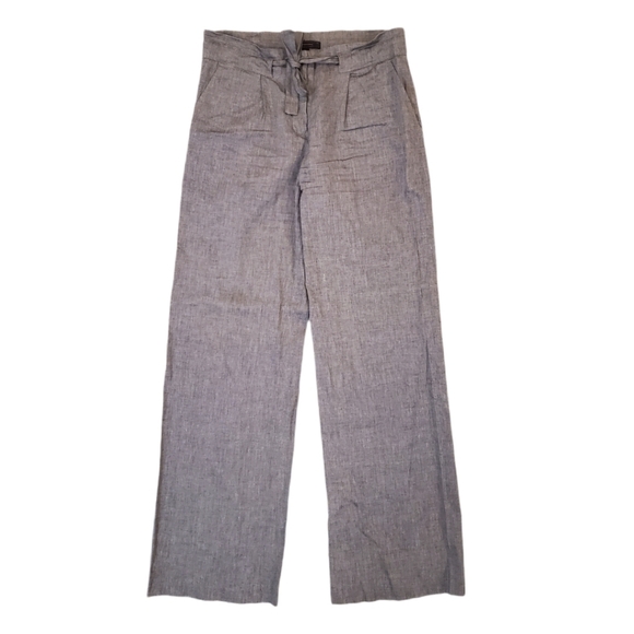 BCBGMaxazria Women's‎ Heather Gray Tahilia Linen Wide Leg Pants Size 6 - Picture 1 of 7